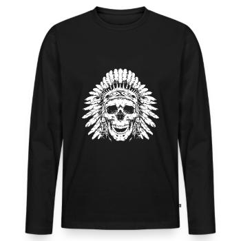 Chief Skull - Men's Premium Organic Long Sleeve Shirt - black - Front - Nico (187cm)