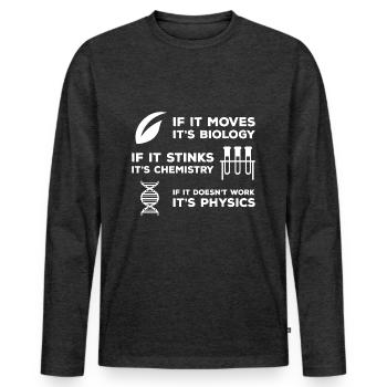 Bio physics - Men's Premium Organic Long Sleeve Shirt - heather anthracite - Front - Nico (187cm)