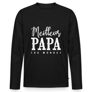 MEILLEUR PAPA du monde CADEAU fête des pères noel - T-shirt manches longues Premium bio Homme - noir - Devant - Nico (187cm)