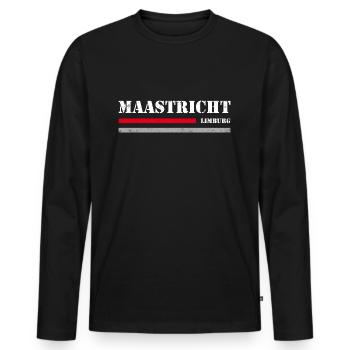 Maastricht - Männer Premium Bio Langarmshirt - Schwarz - Vorne - Nico (187cm)