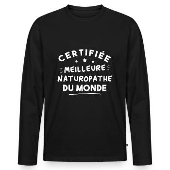 Certified best naturopath in the world - Men's Premium Organic Long Sleeve Shirt - black - Front - Nico (187cm)