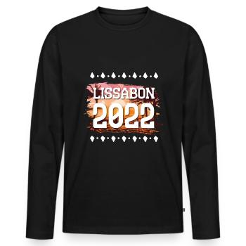 Lissabon 2022 - Männer Premium Bio Langarmshirt - Schwarz - Vorne - Nico (187cm)