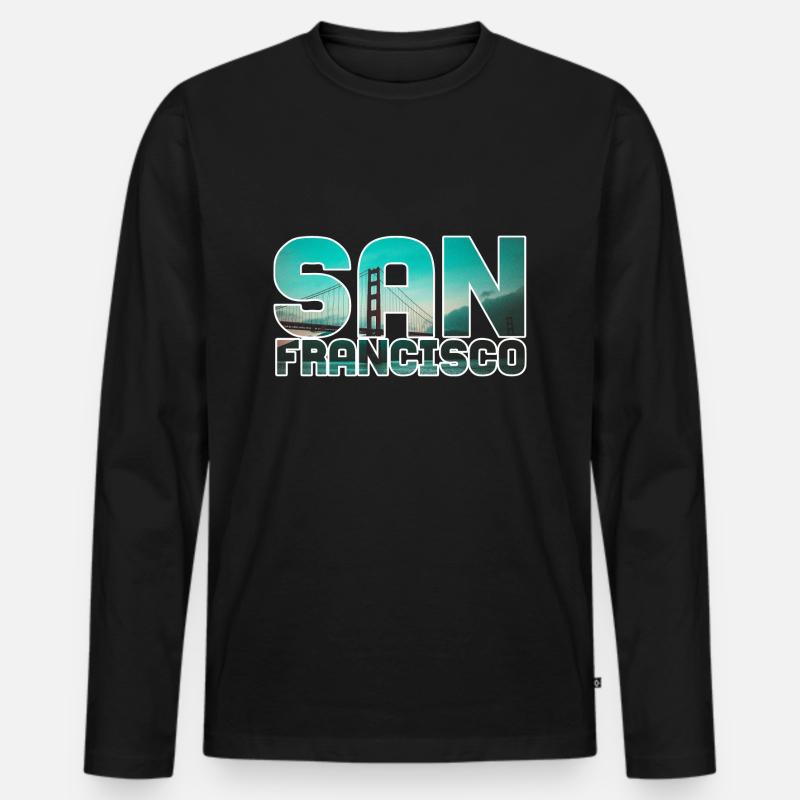San Francisco - Männer Premium Bio Langarmshirt - Schwarz