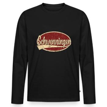 Schwenningen retro design - Männer Premium Bio Langarmshirt - Schwarz - Vorne - Nico (187cm)