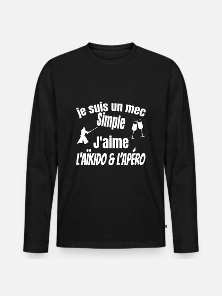 aïkido et apéro - T-shirt manches longues Premium bio Homme - noir