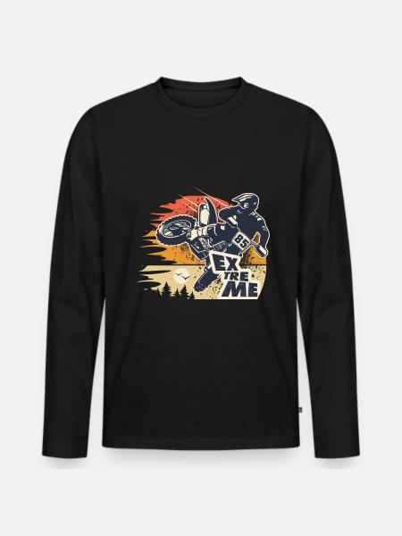 motorcykel motocross motocross motorcykel kryds - Premium økologisk langærmet T-shirt til mænd - sort