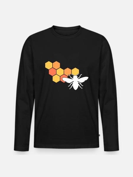 Bienenwabe Imker - Männer Premium Bio Langarmshirt - Schwarz