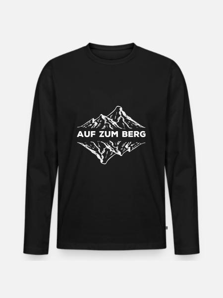 Auf zum Berg - Männer Premium Bio Langarmshirt - Schwarz