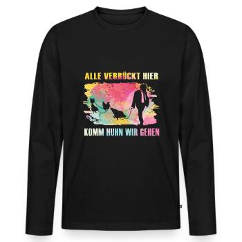 Huhn, Bauernhof, Hühner, Spruch, Bauer Hühnerstall - Männer Premium Bio Langarmshirt - Schwarz - Vorne - Nico (187cm)