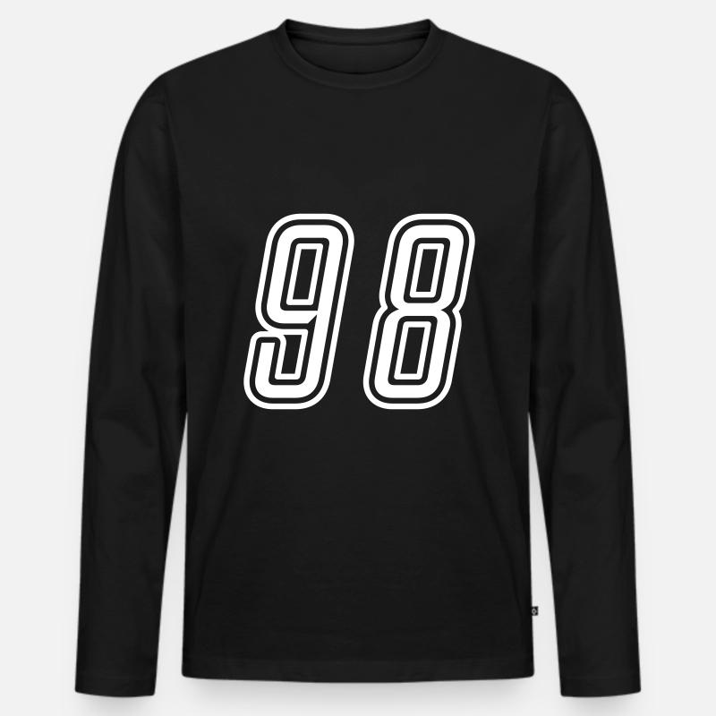 98 Zahl nummer - Männer Premium Bio Langarmshirt - Schwarz
