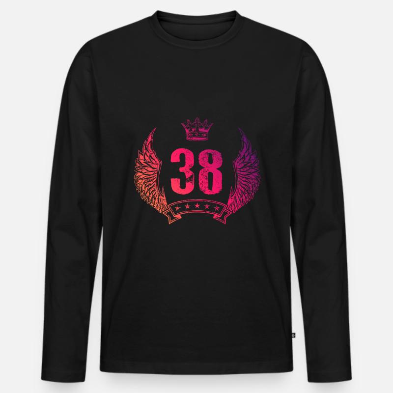 38 Zahl Krone - Männer Premium Bio Langarmshirt - Schwarz