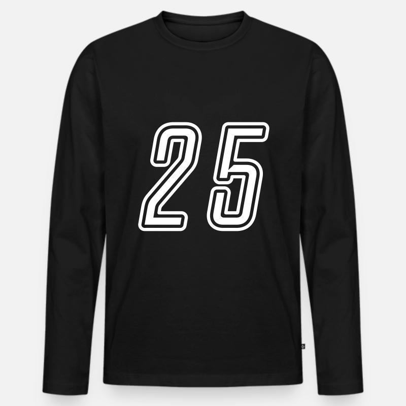 25 Zahl nummer - Männer Premium Bio Langarmshirt - Schwarz