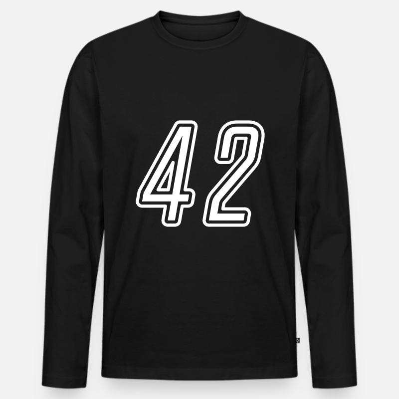 42 Zahl nummer - Männer Premium Bio Langarmshirt - Schwarz