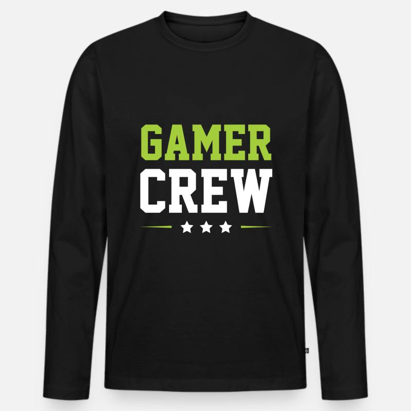 Gamer Crew - Männer Premium Bio Langarmshirt - Schwarz