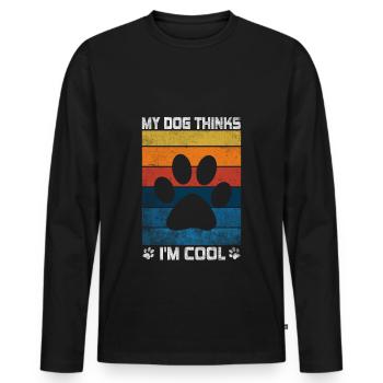 My Dog Thinks I'm Cool Dog Lover Dog Owner - Men's Premium Organic Long Sleeve Shirt - black - Front - Nico (187cm)