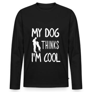 Mon chien pense que je suis cool Dog Lover Dog Owner - T-shirt manches longues Premium bio Homme - noir - Devant - Nico (187cm)