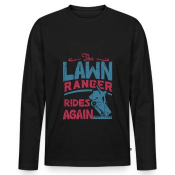We Ride At Dawn Dad Lawn Mower Make Laugh Day Yard - Men's Premium Organic Long Sleeve Shirt - black - Front - Nico (187cm)