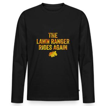 We Ride At Dawn Dad Lawn Mower Make Laugh Day Yard - Men's Premium Organic Long Sleeve Shirt - black - Front - Nico (187cm)