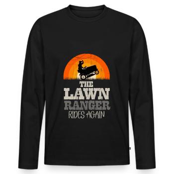 We Ride At Dawn Dad Lawn Mower Make Laugh Day Yard - Men's Premium Organic Long Sleeve Shirt - black - Front - Nico (187cm)