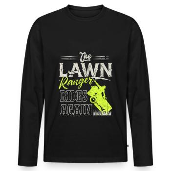 We Ride At Dawn Dad Lawn Mower Make Laugh Day Yard - Men's Premium Organic Long Sleeve Shirt - black - Front - Nico (187cm)