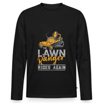 We Ride At Dawn Dad Lawn Mower Make Laugh Day Yard - Men's Premium Organic Long Sleeve Shirt - black - Front - Nico (187cm)