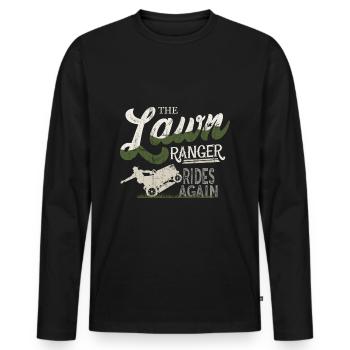We Ride At Dawn Dad Lawn Mower Make Laugh Day Yard - Men's Premium Organic Long Sleeve Shirt - black - Front - Nico (187cm)