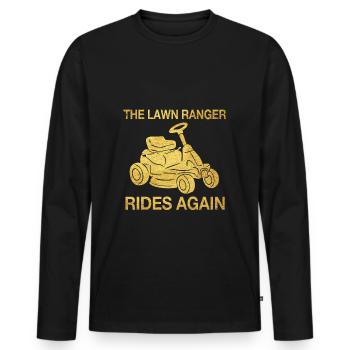 We Ride At Dawn Dad Lawn Mower Make Laugh Day Yard - Men's Premium Organic Long Sleeve Shirt - black - Front - Nico (187cm)