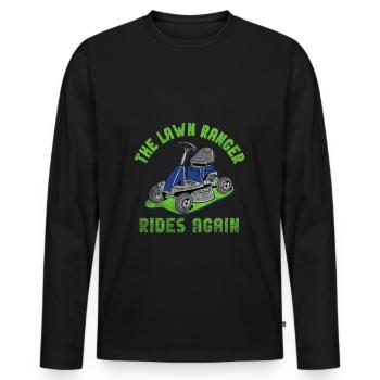We Ride At Dawn Dad Lawn Mower Make Laugh Day Yard - Men's Premium Organic Long Sleeve Shirt - black - Front - Nico (187cm)