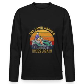 We Ride At Dawn Dad Lawn Mower Make Laugh Day Yard - Men's Premium Organic Long Sleeve Shirt - black - Front - Nico (187cm)