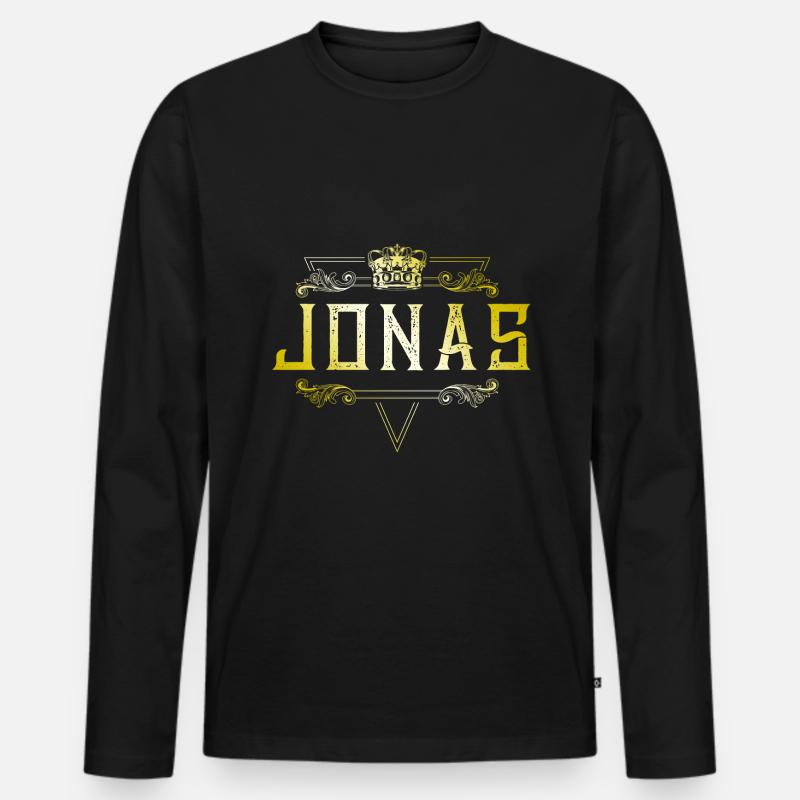 Jonas - Männer Premium Bio Langarmshirt - Schwarz