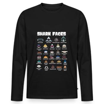 Types Of Shark Faces. Shark Face Identification - Men's Premium Organic Long Sleeve Shirt - black - Front - Nico (187cm)