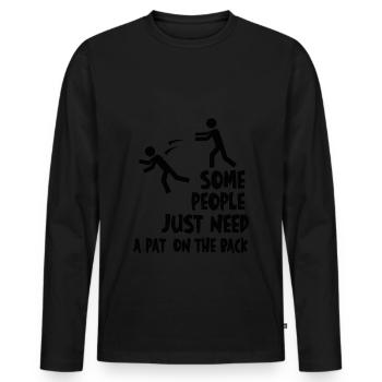 Some People Just Need A Pat On The Back - Männer Premium Bio Langarmshirt - Schwarz - Vorne - Nico (187cm)