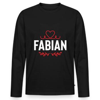 Fabian - Männer Premium Bio Langarmshirt - Schwarz - Vorne - Nico (187cm)