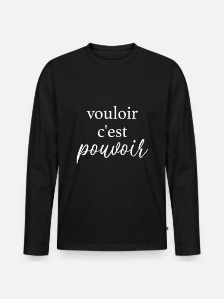 Französisch - Männer Premium Bio Langarmshirt - Schwarz