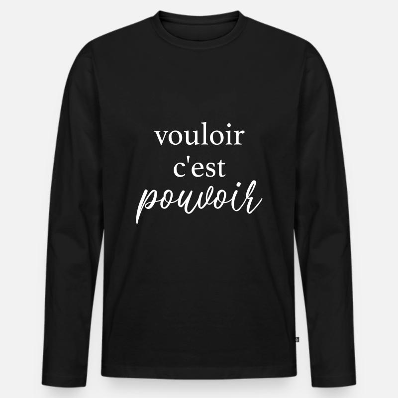 Französisch - Männer Premium Bio Langarmshirt - Schwarz
