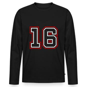 16 Numéro de numéro - T-shirt manches longues Premium bio Homme - noir - Devant - Nico (187cm)