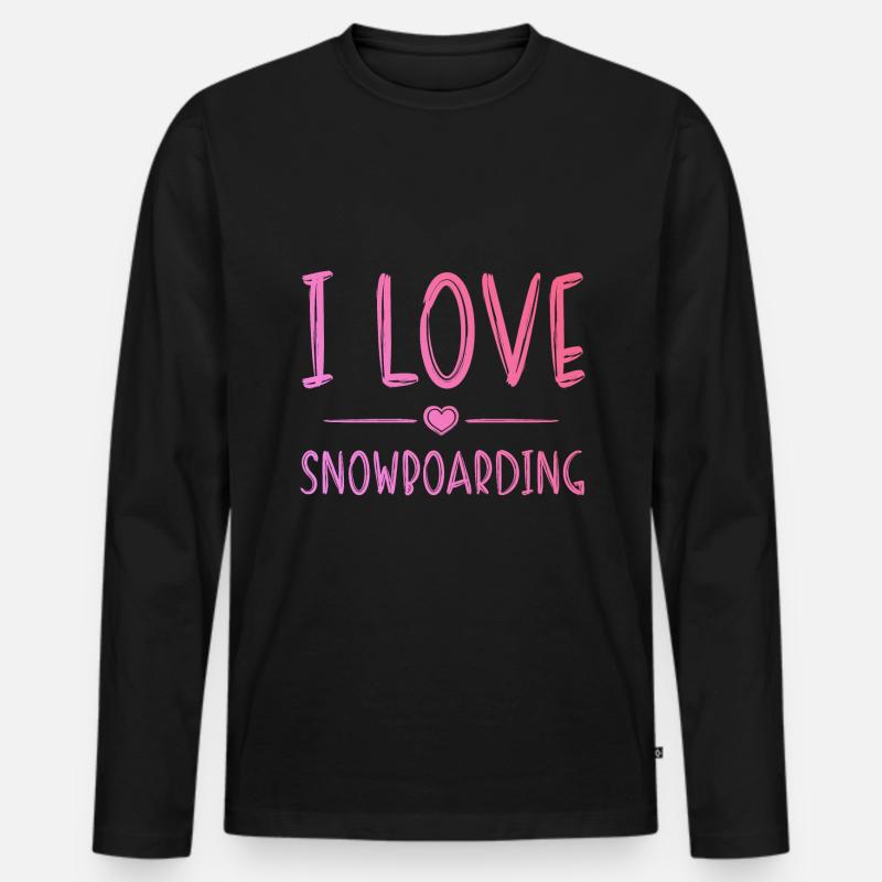 Ich liebe Snowboarding - Männer Premium Bio Langarmshirt - Schwarz