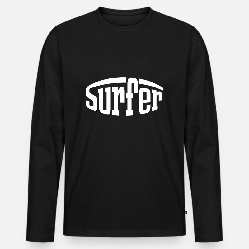 Surfer - Männer Premium Bio Langarmshirt - Schwarz