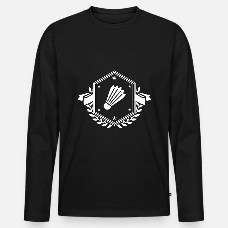 badminton Wappen - Männer Premium Bio Langarmshirt - Schwarz