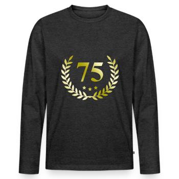75 Number wreath - Men's Premium Organic Long Sleeve Shirt - heather anthracite - Front - Nico (187cm)