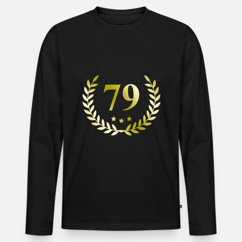 79 Zahl Kranz - Männer Premium Bio Langarmshirt - Schwarz