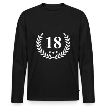Couronne de 18 chiffres - T-shirt manches longues Premium bio Homme - noir - Devant - Nico (187cm)