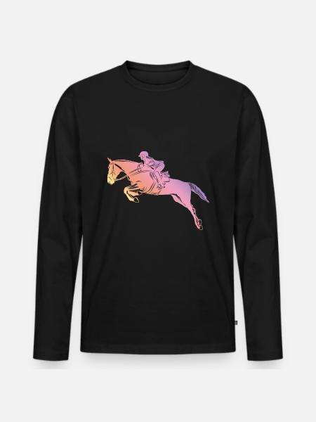 Pferdereiten Frauen - Männer Premium Bio Langarmshirt - Schwarz