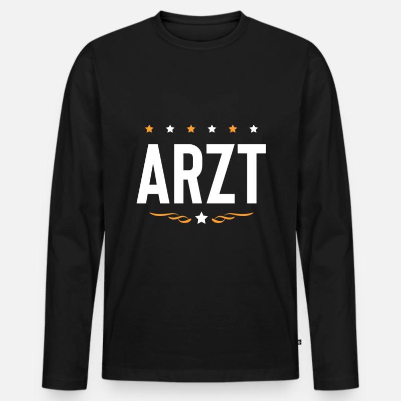 Arzt Beruf - Männer Premium Bio Langarmshirt - Schwarz