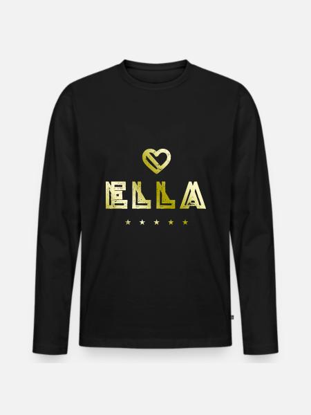 Ella Herz - Männer Premium Bio Langarmshirt - Schwarz