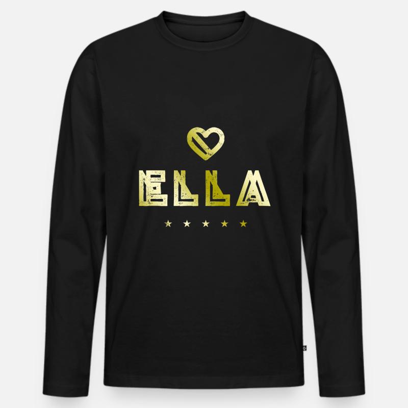 Ella Herz - Männer Premium Bio Langarmshirt - Schwarz