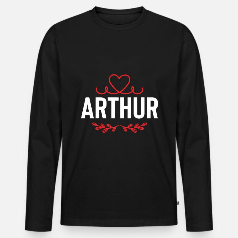 Arthur - Männer Premium Bio Langarmshirt - Schwarz