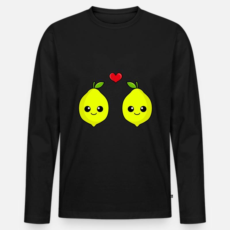 Zitrone Paar Liebe Comic - Männer Premium Bio Langarmshirt - Schwarz