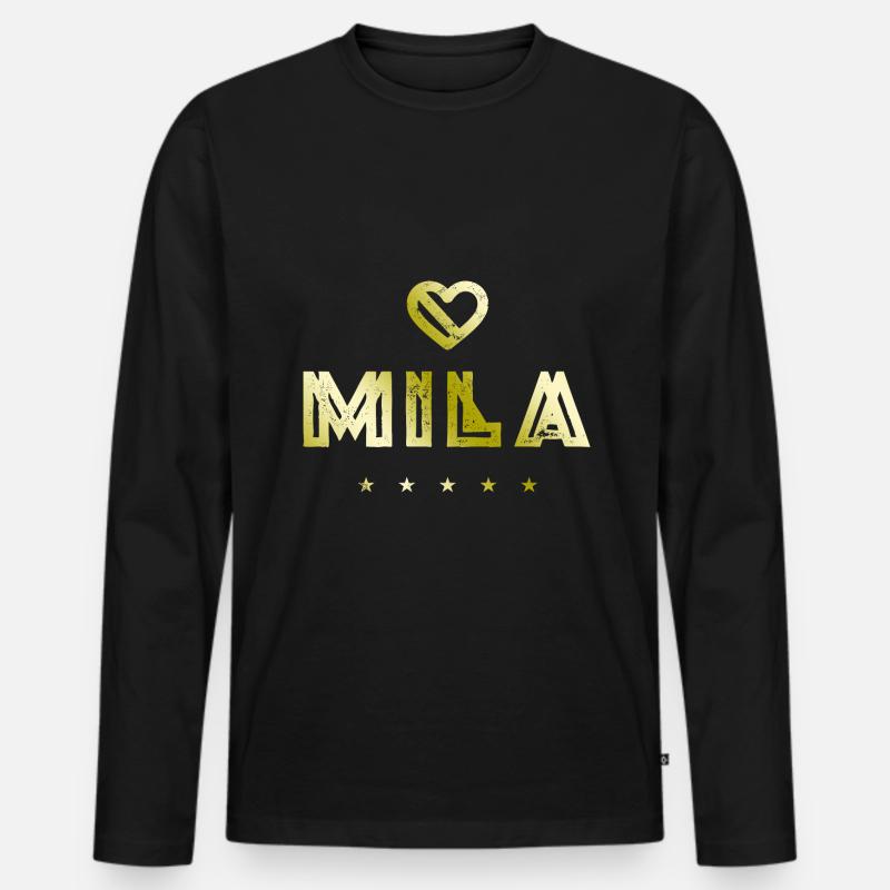 Mila Herz - Männer Premium Bio Langarmshirt - Schwarz