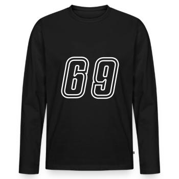 69 Number number - Men's Premium Organic Long Sleeve Shirt - black - Front - Nico (187cm)